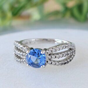 Blue Topaz Bow Ring, 925 Sterling Silver  Charmed Aroma